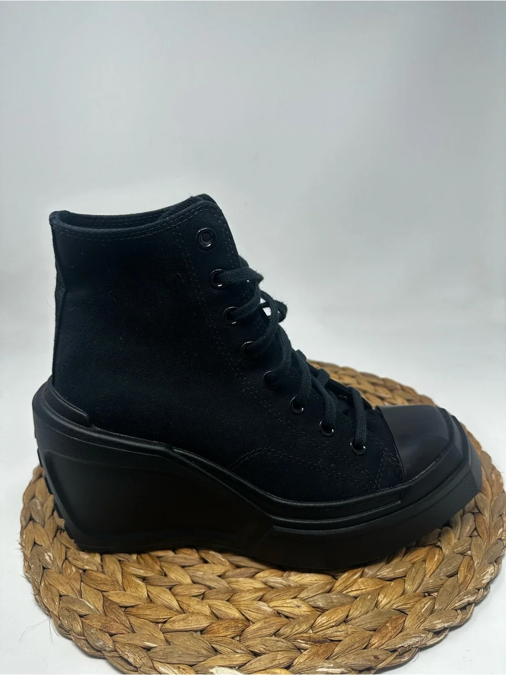 Converse Chuck 70 De Luxe Wedge Platform High Triple Black Size 9 Women's